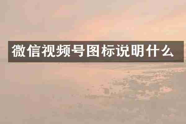 微信视频号图标说明什么