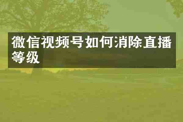 微信视频号如何消除直播等级