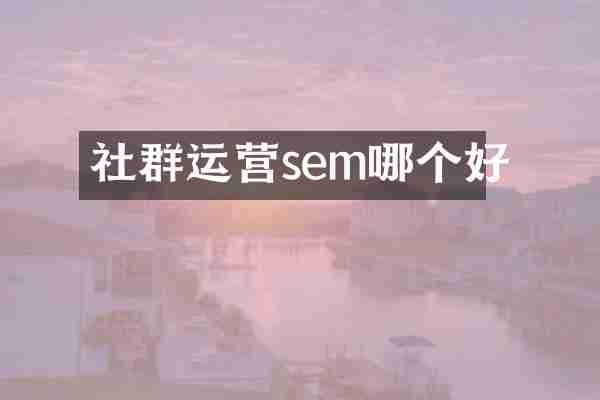 社群运营sem哪个好