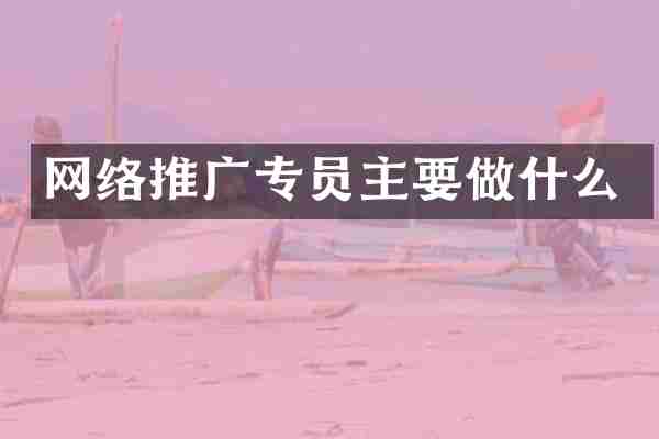 网络推广专员主要做什么