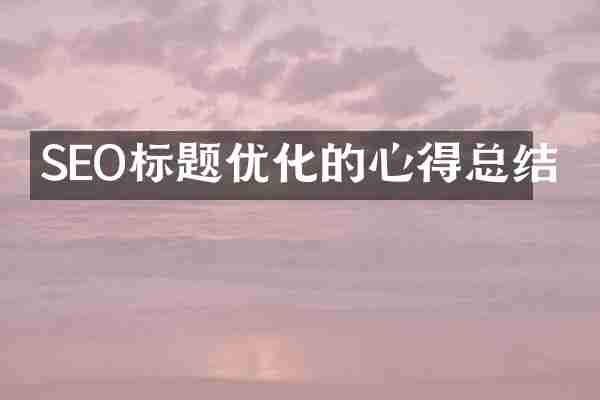 SEO标题优化的心得总结