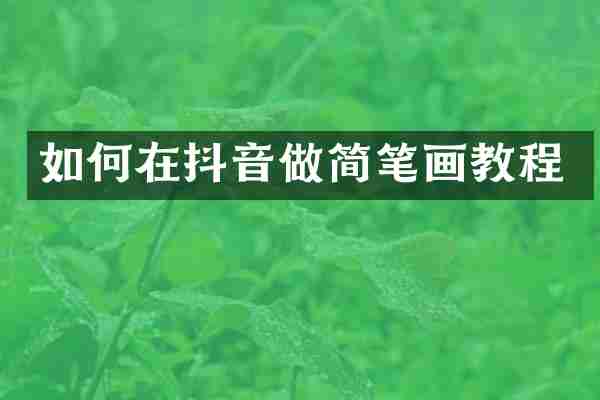 如何在抖音做简笔画教程