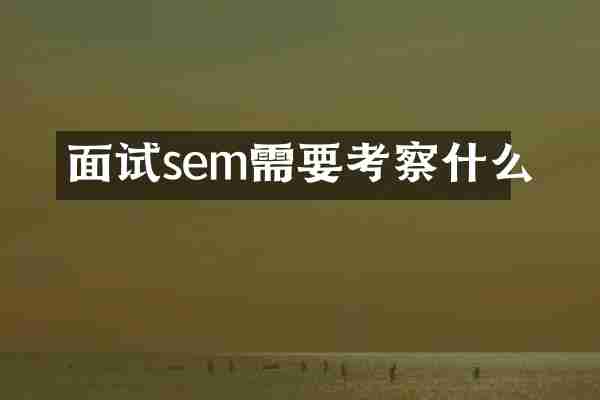 面试sem需要考察什么