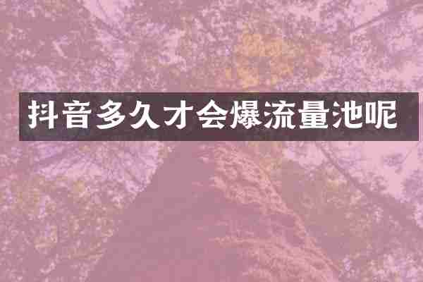 抖音多久才会爆流量池呢