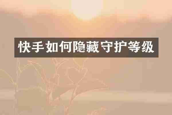 快手如何隐藏守护等级