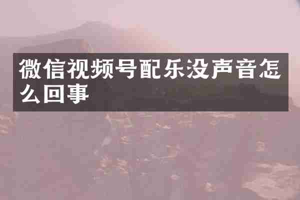 微信视频号配乐没声音怎么回事