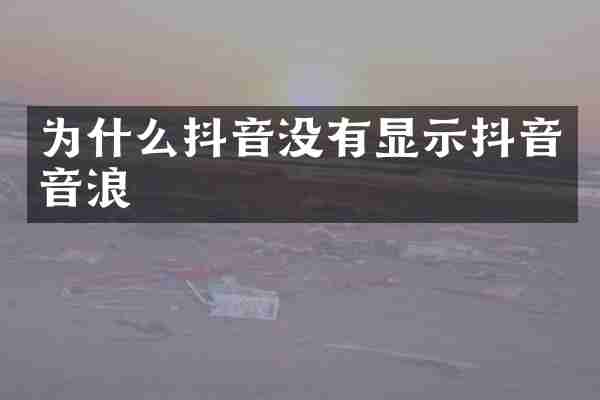 为什么抖音没有显示抖音音浪