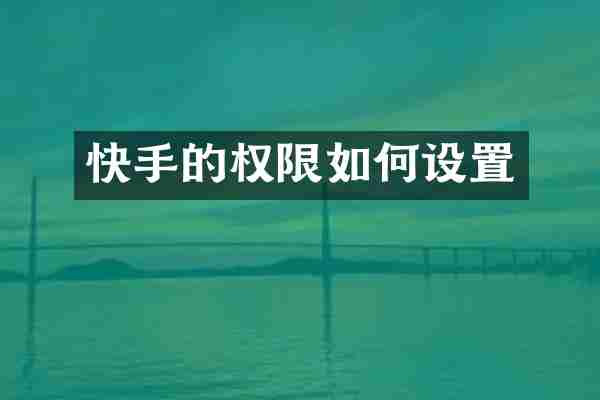 快手的权限如何设置