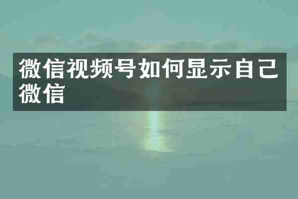 微信视频号如何显示自己微信
