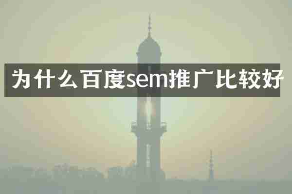 为什么百度sem推广比较好