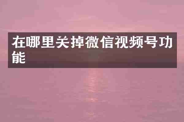 在哪里关掉微信视频号功能