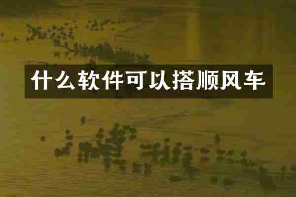什么软件可以搭顺风车