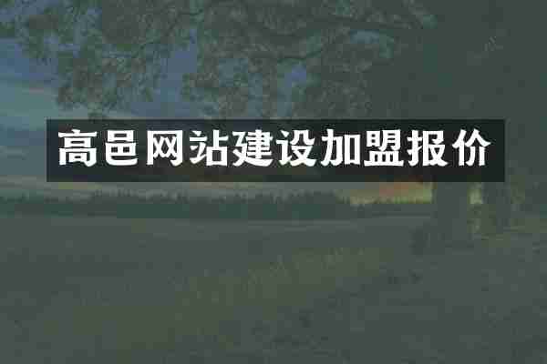 高邑网站建设加盟报价
