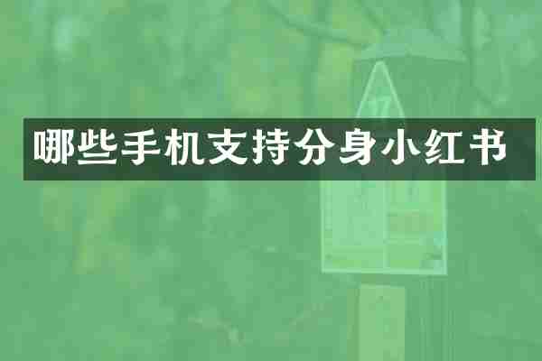 哪些手机支持分身小红书