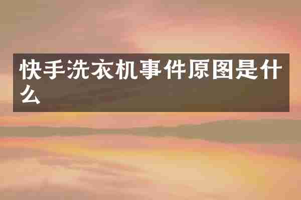 快手洗衣机事件原图是什么