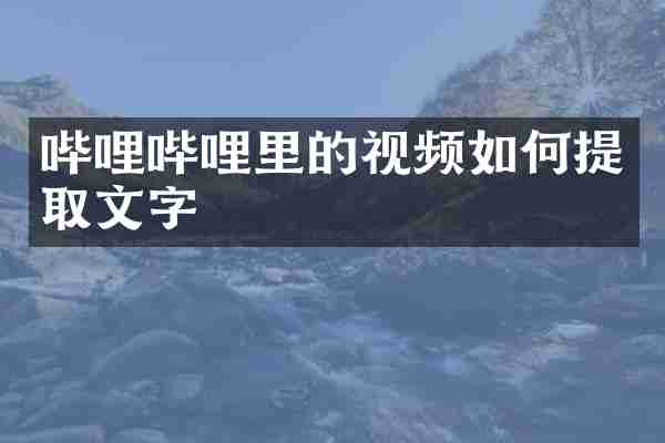 哔哩哔哩里的视频如何提取文字
