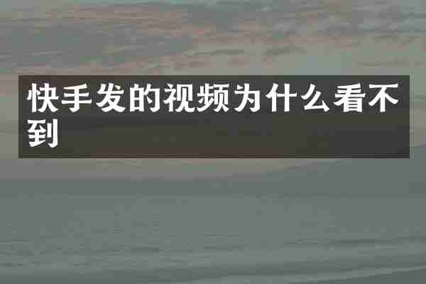 快手发的视频为什么看不到