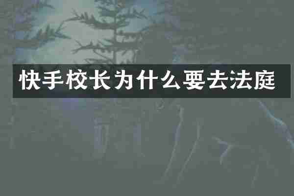 快手校长为什么要去法庭