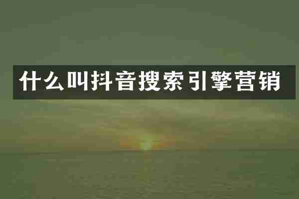 什么叫抖音搜索引擎营销