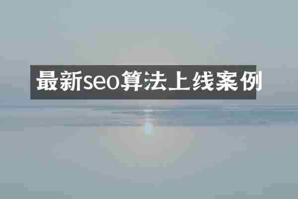 最新seo算法上线案例