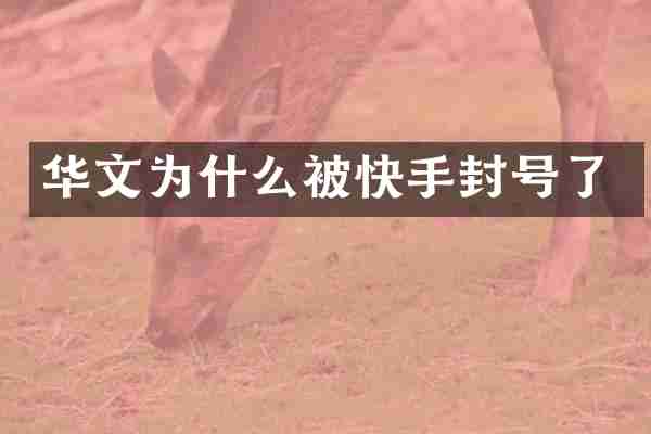 华文为什么被快手封号了