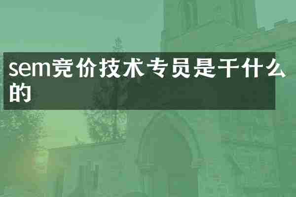 sem竞价技术专员是干什么的