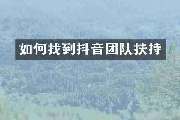 如何找到抖音团队扶持