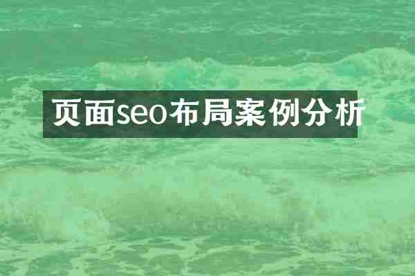 页面seo布局案例分析