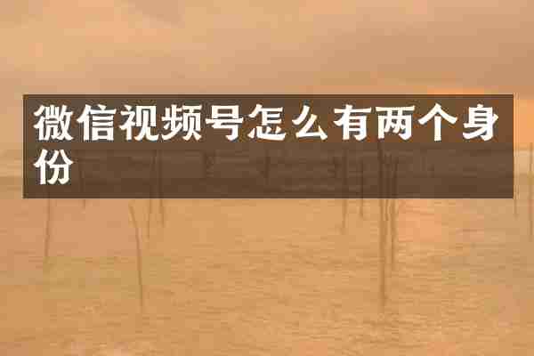 微信视频号怎么有两个身份