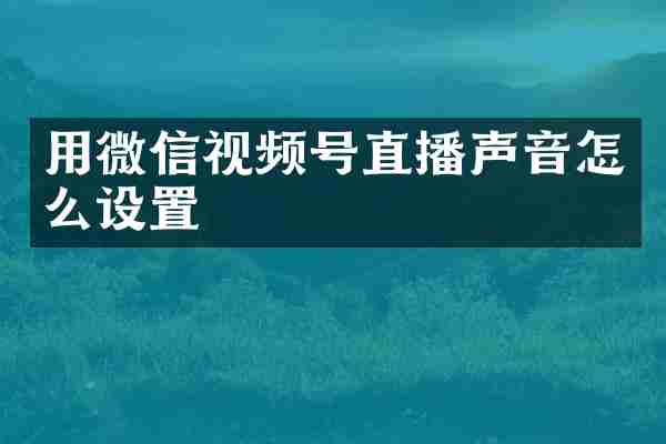 用微信视频号直播声音怎么设置