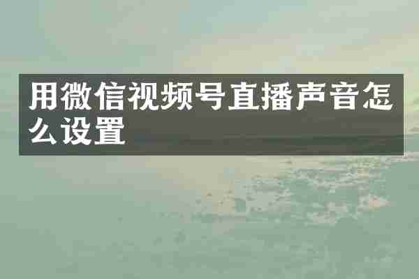 用微信视频号直播声音怎么设置
