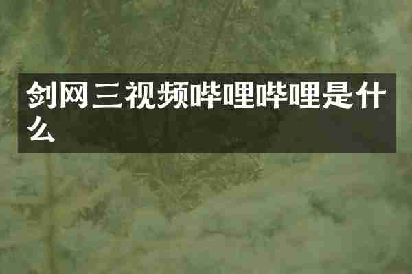 剑网三视频哔哩哔哩是什么