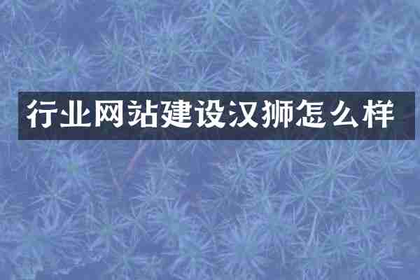 行业网站建设汉狮怎么样
