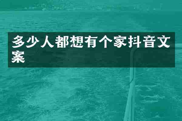 多少人都想有个家抖音文案