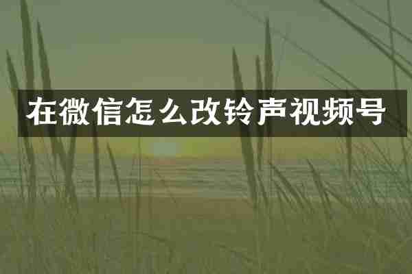 在微信怎么改铃声视频号