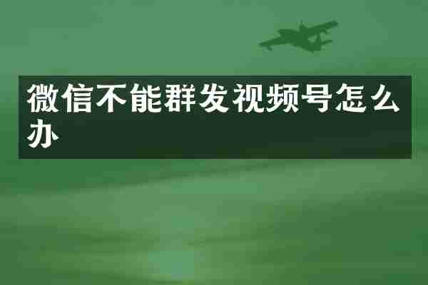 微信不能群发视频号怎么办