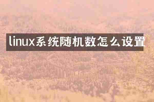 linux系统随机数怎么设置