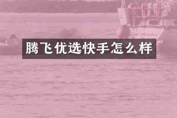 腾飞优选快手怎么样