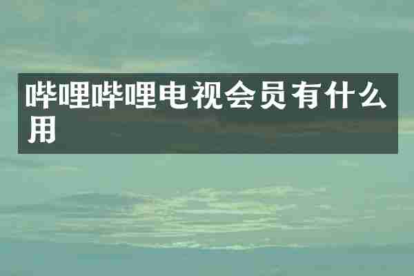 哔哩哔哩电视会员有什么用
