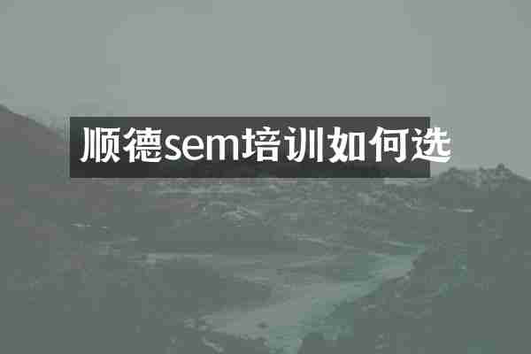 顺德sem培训如何选