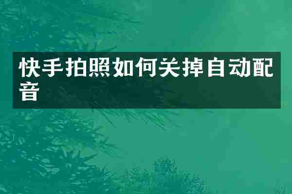 快手拍照如何关掉自动配音