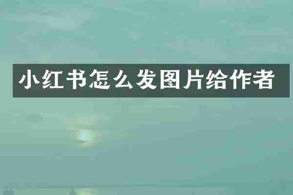 小红书怎么发图片给作者