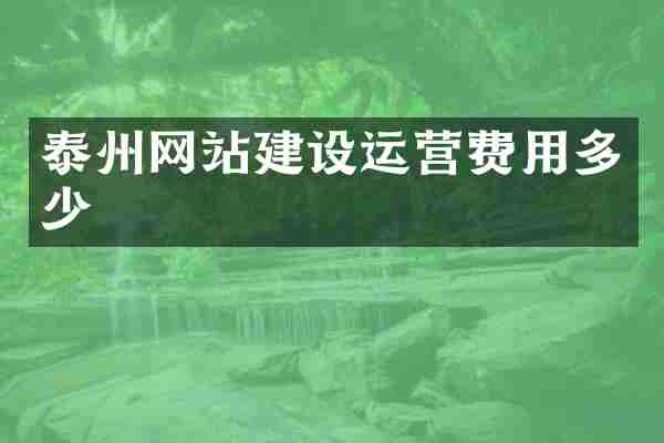 泰州网站建设运营费用多少