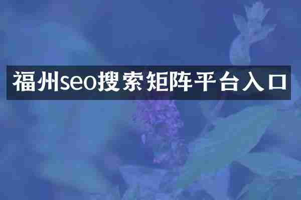 福州seo搜索矩阵平台入口