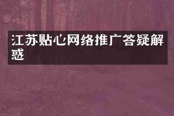 江苏贴心网络推广答疑解惑