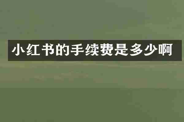 小红书的手续费是多少啊