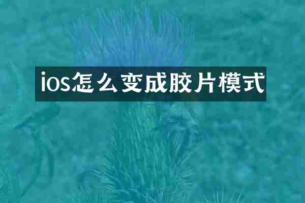 ios怎么变成胶片模式