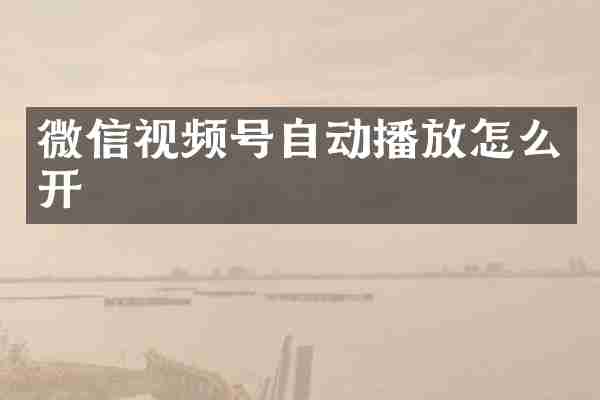 微信视频号自动播放怎么开