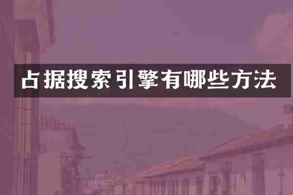 占据搜索引擎有哪些方法