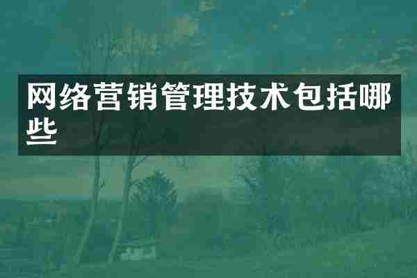 网络营销管理技术包括哪些